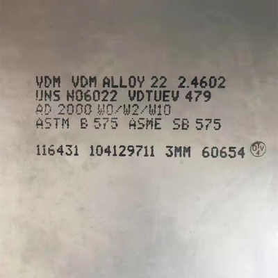 ASTM B575 ASME SB575 UNS N06022 legierter Stahl Hastelloy C22 Platte der Platten-Legierungs-22