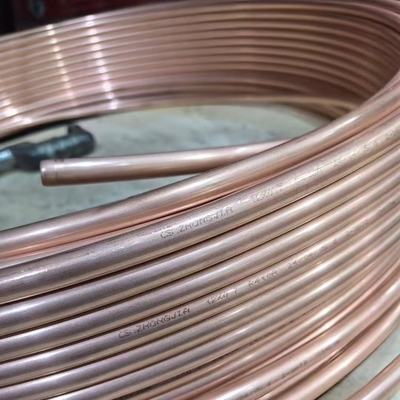 Kupferrohr mit 99,9% reiner Reinheit JIS H3300 OD 1 1/4 ′′ x 2 mm x 3500 mm Roter Kupferrohr 9,5*1.5