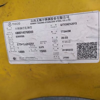 Ferrritische Legierung 443 Inox-Metallplatte kaltgewalzt SUS443 Platte Aisi 443 Edelstahlplatte
