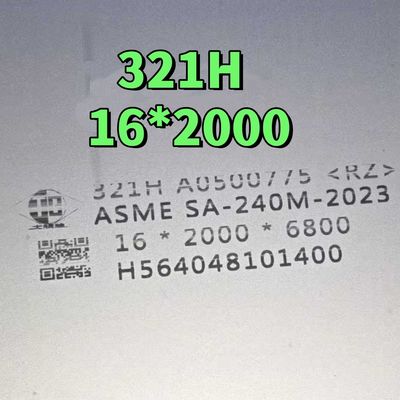 ASME SA240/S240M TP321H Edelstahlplatte SS321H 16*2000*5800mm Lösungsbehandlung und Beikling