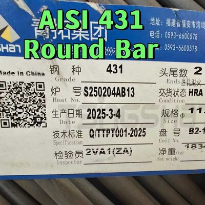 Warmgewalzte SUS431-Stäbchen aus Edelstahl, Runde Stange 14cr17ni2 Aisi 431 DIN1.4057 75 mm Schwarze Stange