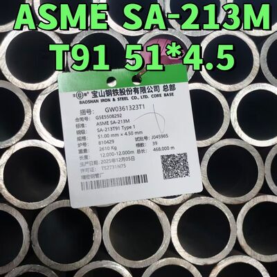 ASTM/ASME SA312 T91 Legierter nahtloser Stahlrohr 51*4,5 mm für Kessel