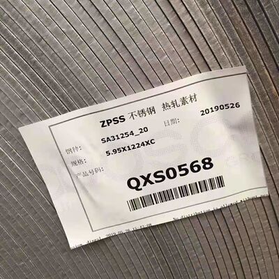 S31254 254 SMO Warmgewalzte Edelstahlplatte F44 SA240 UNS S31254 Platte 3,0*1219*2438mm